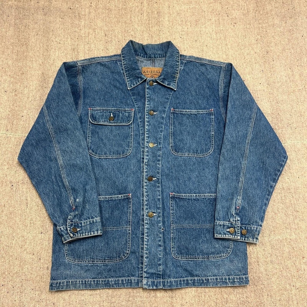 Vintage Arizona Jeans Denim Chore Jacket Mens Medium Blue 2000s Y2K
